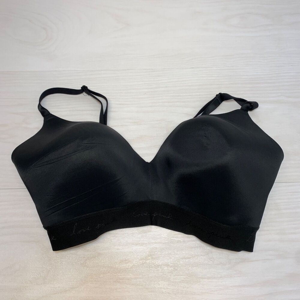 Victoria Secret Pink Wear Everywear Bra 36DDD Wireless Lightly Lined Black